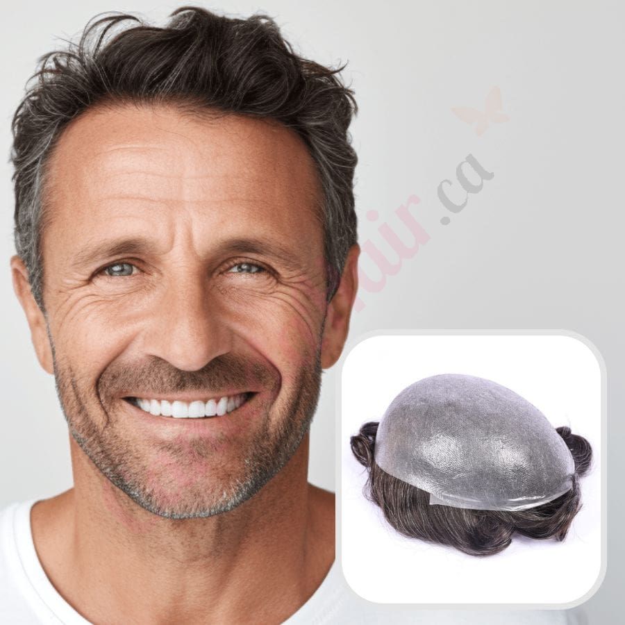 #1b20 Black/Brown with light gray Hair Toupee For Men Hair