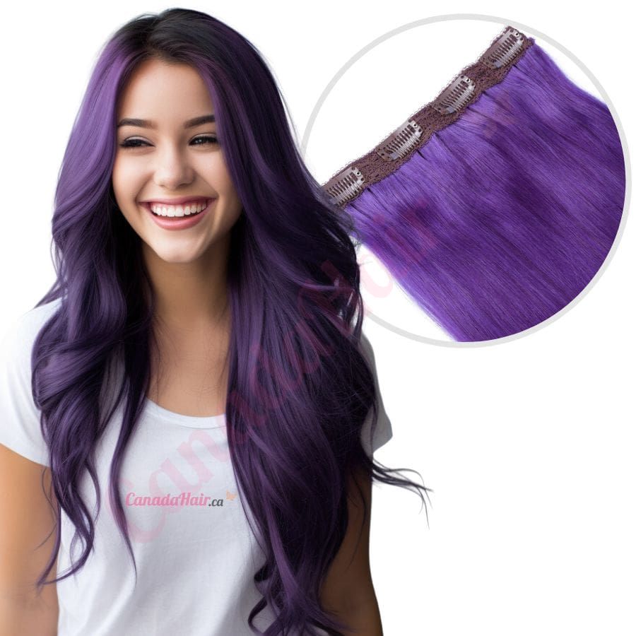 Purple Clip in Volumizer Human Hair