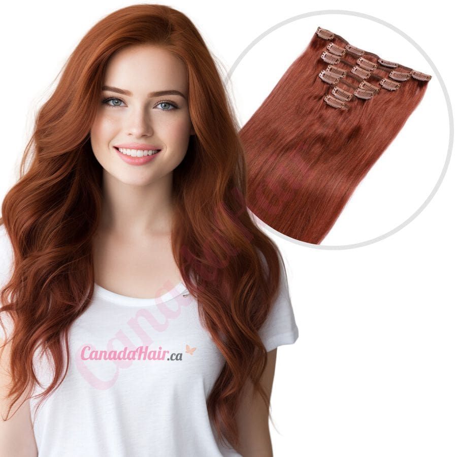 Dark Auburn 33 CLIP IN hair extensions 100 real hair human hair