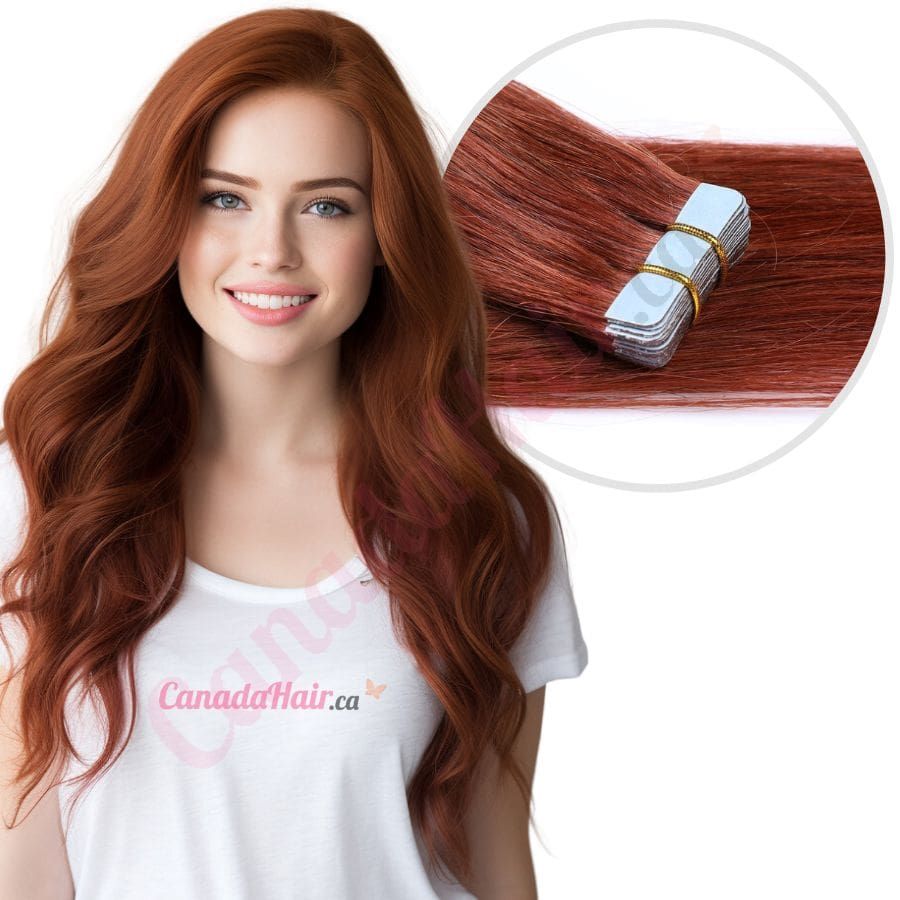 Dark Auburn 33 TAPE IN hair extensions 100 real hair human hair Qty 20 wefts