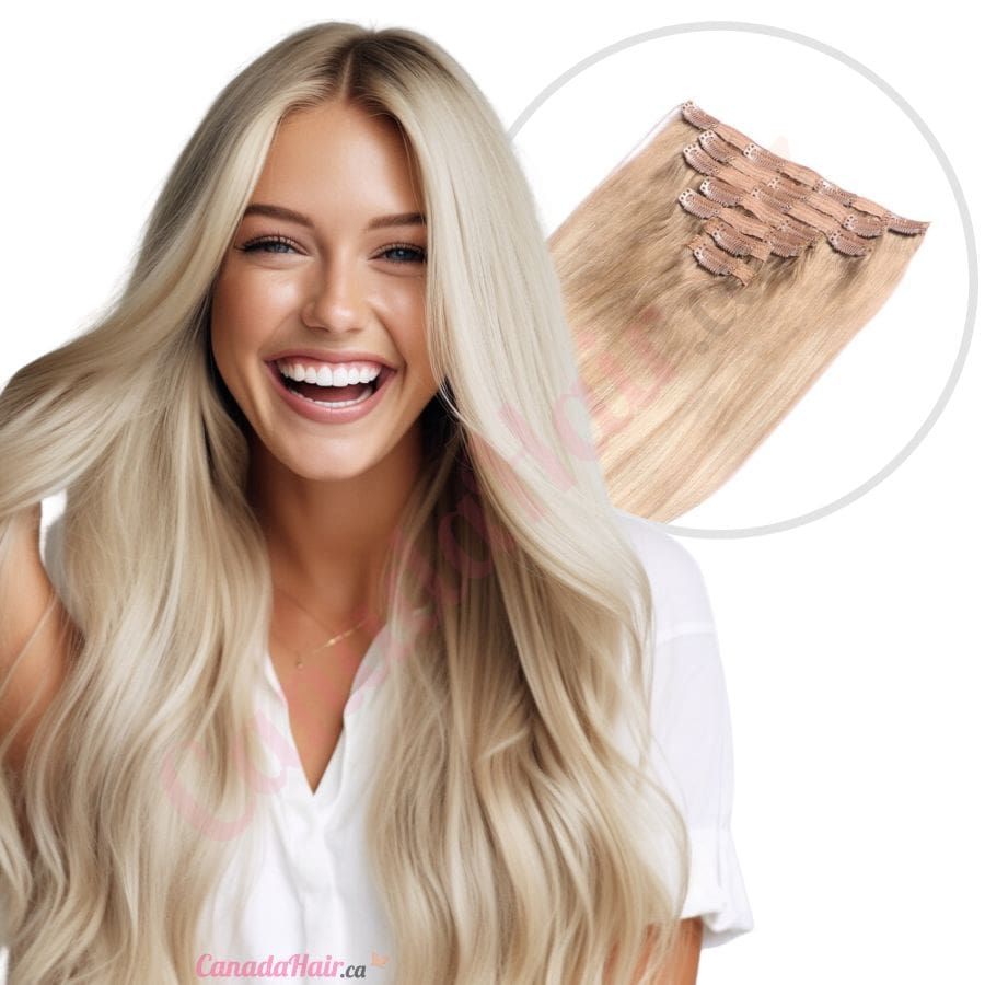 Dark Blonde Balayage Clip in hair extensions Real Human Hair Dark Blonde Balayage