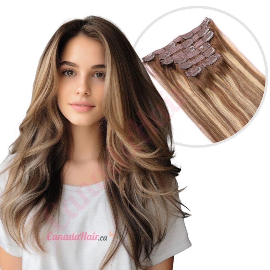 Ombre Balayage Clip in hair extensions Real Human Hair Ombre Balayage