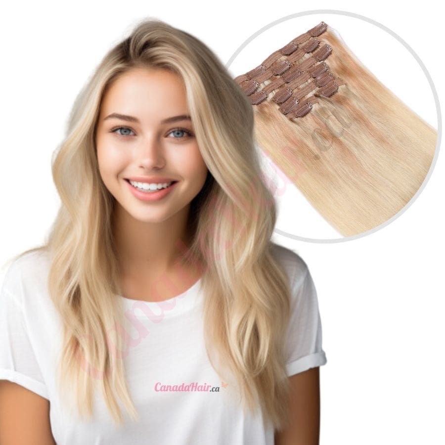 Ombre Light Blonde Clip in Hair Extensions Human Hair CanadaHair