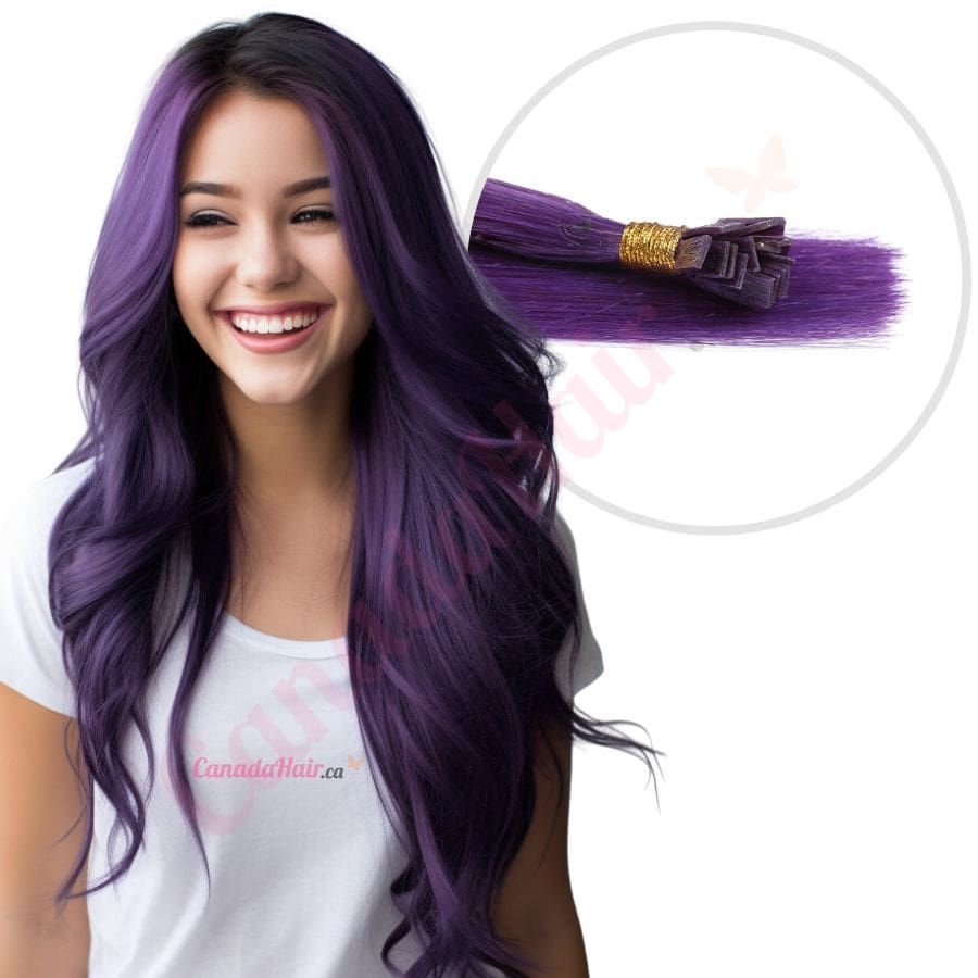 Human hair extensions keratin bond purple clearance