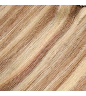 14 inch Wavy Clip-ins Thick Remy Human Hair Honey Brown & Ash Blonde #12/24 125g