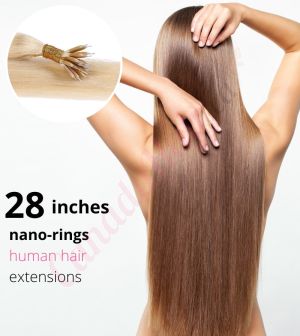 28 Inch Nano-Rings Human Hair