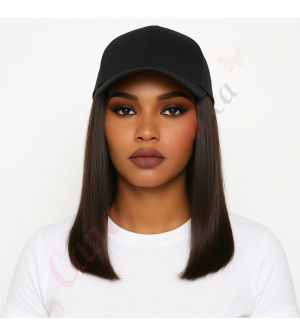 Black / Brown #1b Wig Hat - Human Hair [FINAL SALE]