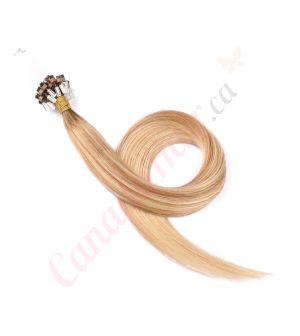 Rooted Honey Blonde Highlights #4t12/613 Micro-loops Human Hair