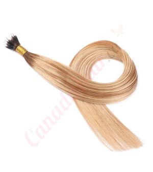 Rooted Honey Blonde Highlights #4t12/613 Nano-Rings Human Hair