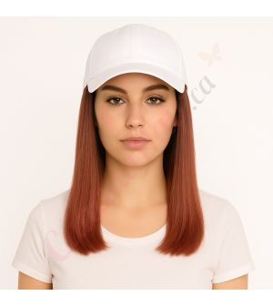 10 inch Remy Hair Dark Auburn #33 Wig, White Hat [FINAL SALE]