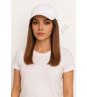 10 inch Remy Hair Chestnut Brown #6 Wig, White Hat [FINAL SALE]