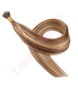 Chestnut Brown Balayage #6t6/18 Nano-Rings Human Hair