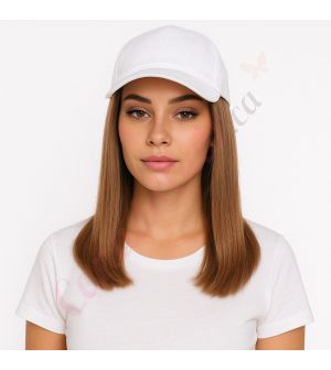 10 inch Remy Hair Light Brown #8 Wig, White Hat [FINAL SALE]