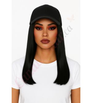 10 inch Remy Human Hair Jet Black #1 Wig, Black Hat [FINAL SALE]