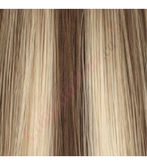14 inch Wavy Clip-ins Remy Human Hair Rooted Medium Brown to Light Ash Blonde #B5A 5AT60 85g