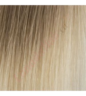 18 inch Wavy Clip-ins Remy Human Hair Rooted Dark Blonde to Light Ash Blonde #B7T60A 100g