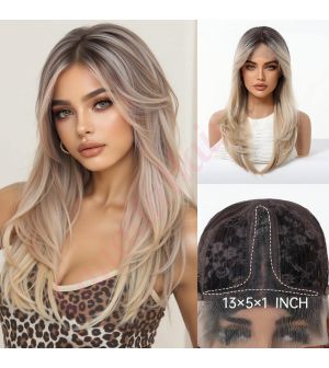 BL66134-1 Ash Blonde with Silver and Platinum Undertones Darker Roots Synthetic Trendy Styles Wig [FINAL SALE]