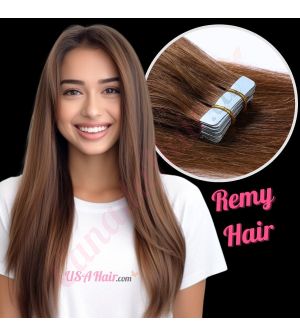 Chestnut Brown #6 Tape-ins Remy Hair