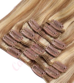 canada hair clip in extensions Honey Brown / Ash Blonde (#12/24)