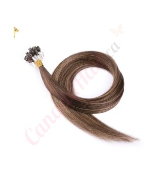 Dark Brown & Blonde Balayage Micro-loops Human Hair