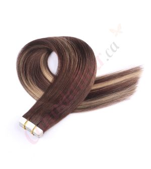 Dark Brown & Blonde Balayage Tape-ins Human Hair