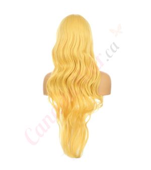 DM1611032-v4 Yellow Blonde Extra Long Synthetic Hair Wig with Bangs [FINAL SALE]
