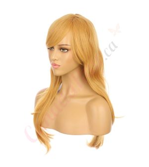 DM1810769-v4 Mustard Blonde Long Synthetic Hair Wig with Bangs [FINAL SALE]