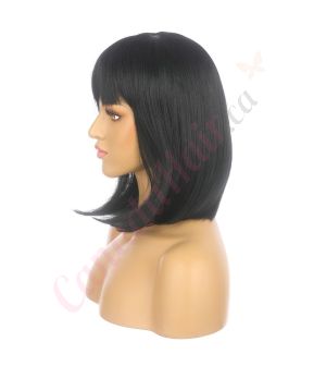 DM1905968-v4 Black Short Synthetic Hair Wig with Bangs, Square Cut Bob [FINAL SALE]