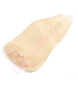 Bleach Blonde #613 Hair Topper For Thinning Hair Full Crown (Size: 6.5 inch x 2.25 inch) Remy Human Hair 