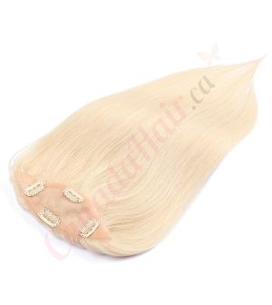 Blonde #60 Hair Topper For Thinning Hair Full Crown (Size: 6.5 inch x 2.25 inch) Remy Human Hair 
