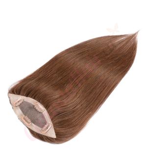 Chocolate Brown #4 Hair Topper For Thinning Hair Full Crown (Size: 6.5 inch x 2.25 inch) Remy Human Hair 