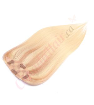 Ombre Light Blonde Hair Topper For Thinning Hair Full Crown (Size: 6.5 inch x 2.25 inch) Remy Human Hair 
