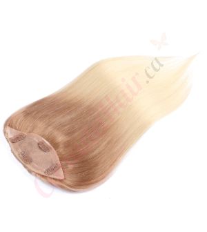 Ombre Ash Blonde Hair Topper For Thinning Hair Full Crown (Size: 6.5 inch x 2.25 inch) Remy Human Hair 