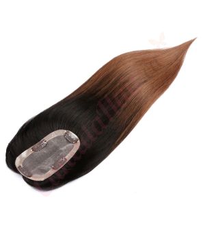Ombre Chestnut Brown Hair Topper For Thinning Hair Part (Size: 2.75 inch x 5 inch) Remy Human Hair 