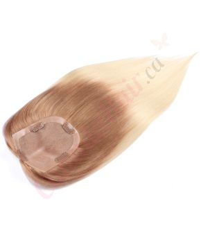 Ombre Ash Blonde Hair Topper for Thinning Hair Crown (Size: 5 inch x 4 inch) Remy Human Hair 