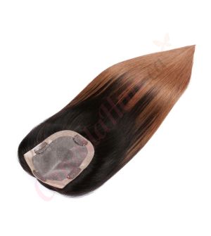 Ombre Chestnut Brown Hair Topper for Thinning Hair Crown (Size: 5 inch x 4 inch) Remy Human Hair 