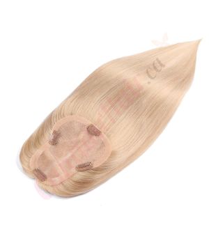 Sandy Blonde Hair Topper For Thinning Hair Part Large Coverage (Size: 3 inch - 5.75 inch x 5 inch) Remy Human Hair 