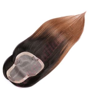Ombre Chestnut Brown Hair Topper For Thinning Hair Part Large Coverage (Size: 3 inch - 5.75 inch x 5 inch) Remy Human Hair 