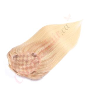 Ombre Light Blonde Hair Topper for Full Coverage (Size: 6.5 inch x 6.5 inch) Remy Human Hair 