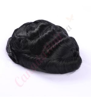 Jet Black #1 Remy Hair Toupee Replacement System