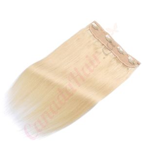 human hair halo extensions 	bleach blonde 613