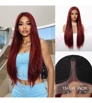 HC11066-1 Dark Red Synthetic Straight Wig [FINAL SALE]
