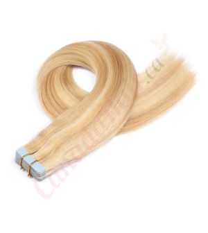 tape-in hair extensions canadahair	Strawberry blonde and bleach blonde #27/613