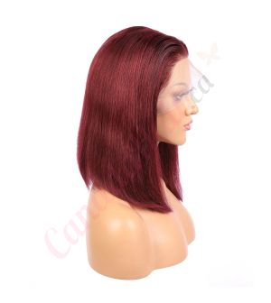 Everly - Short Burgundy Remy Human Hair Wig 14 Inches Bob Wig