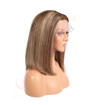 Avery - Short Highlighted Blonde Remy Human Hair Wig 14 Inches Bob Wig 