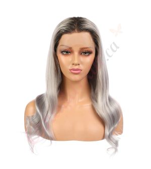 Annabelle - Long Ombre Grey Remy Human Hair Wig 18 Inches 