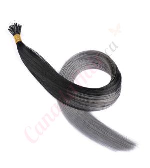 Ombre Grey Nano-Rings Human Hair