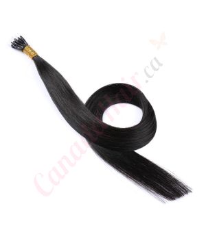 Black / Brown #1b Nano-Rings Remy Hair