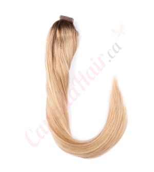 Rooted Honey Blonde Highlights #4t12/613 Ponytail Human Hair