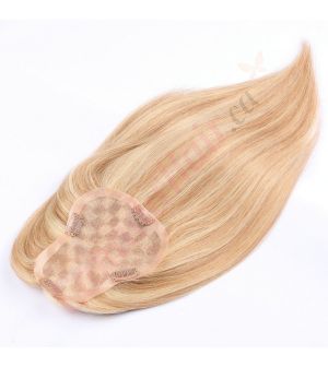 Honey Brown & Ash Blonde #12/24  Hair Topper For Thinning Hair Part Large Coverage (Size: 3 inch - 5.75 inch x 5 inch) Remy Human Hair 